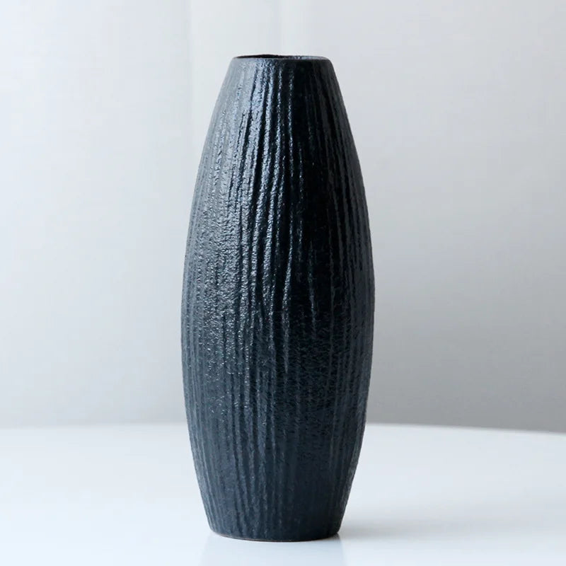 vases céramique moderne rayures horizontales opaques gris vert noirs
