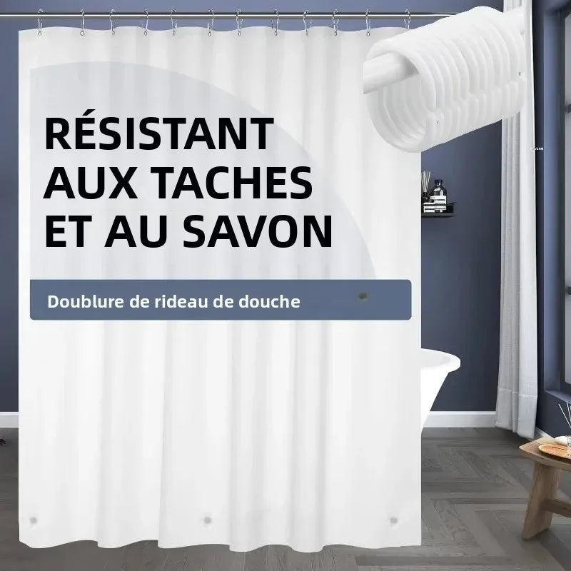 rideau douche blanc uni moderne aimants lestés opacité toilettes 120x180cm 154x180cm 180x180cm 180x200cm respectueux