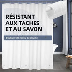 rideau douche blanc uni moderne aimants lestés opacité toilettes 120x180cm 154x180cm 180x180cm 180x200cm respectueux