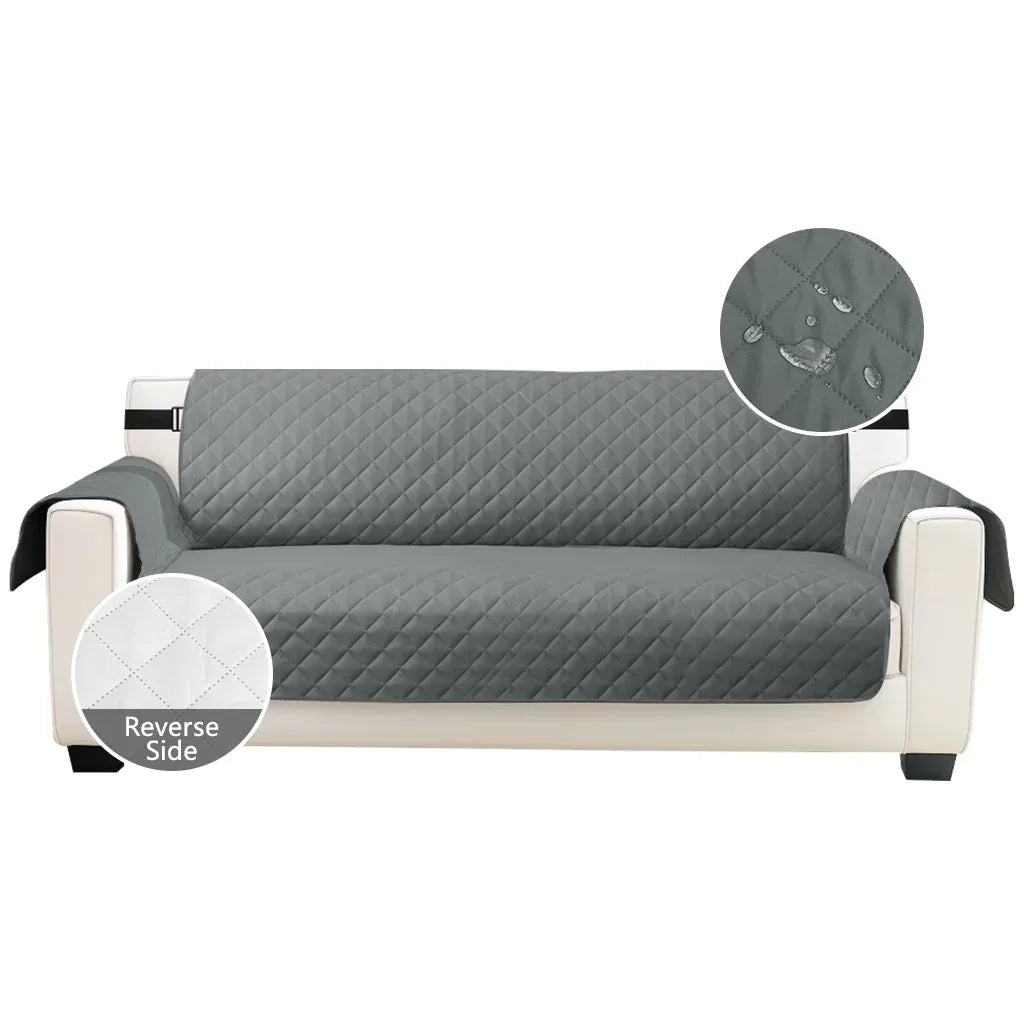 Housse canapé quilted gris brun beige moderne boucles métalliques lavable places