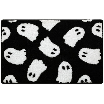 tapis bain halloween fantômes citrouilles chauves souris noir blanc antidérapant résistant absorption