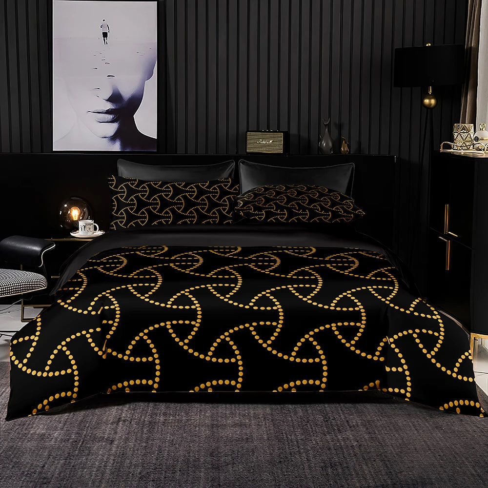 Taies d'oreiller noires assorties à la parure de lit