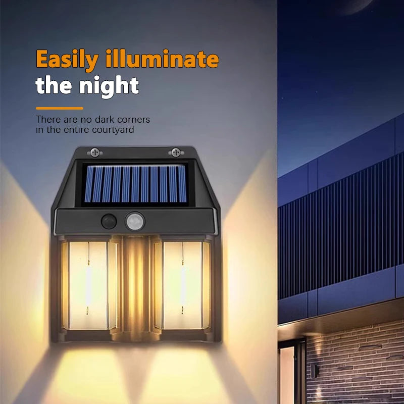 lampe solaire jardin led moderne ip65 étanche détecteur mouvement noir vis fixationsextérieur