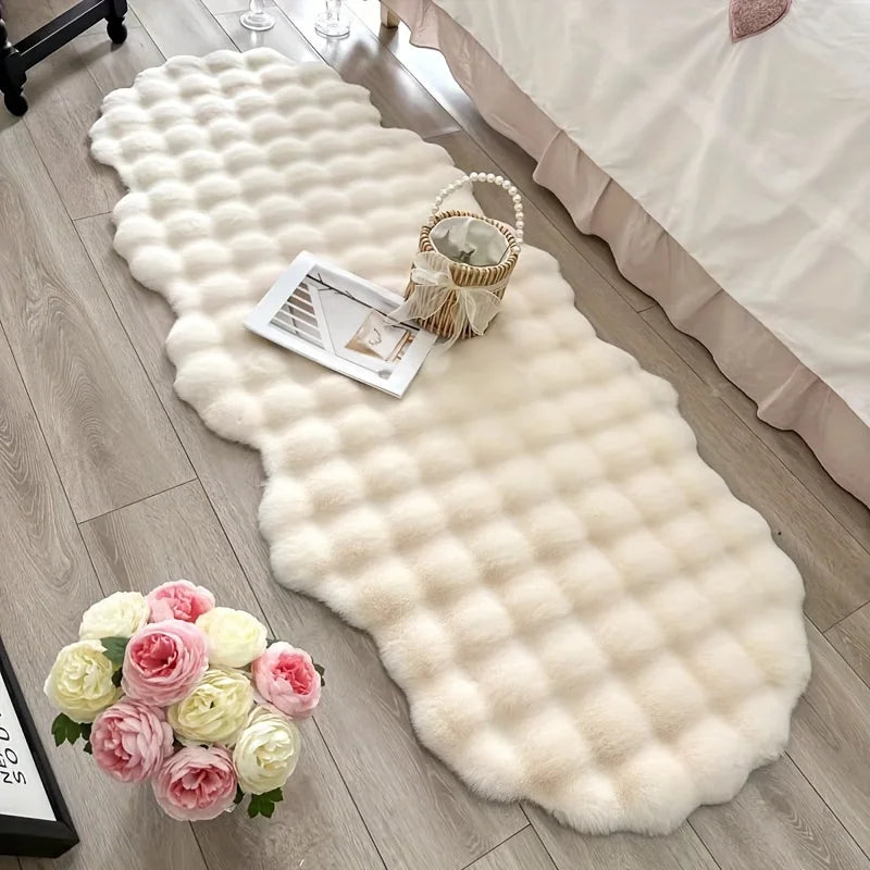 tapis blanc moderne peluche douce imitation fourrure salon chambre décoration maison