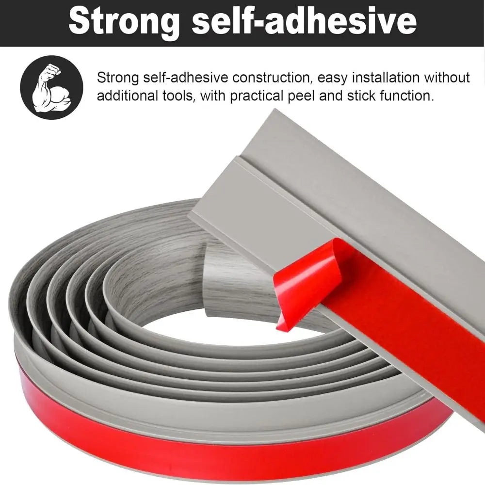 profilé seuil auto adhésif pvc aspect bois moderne gris clair foncé fixation auto adhésive