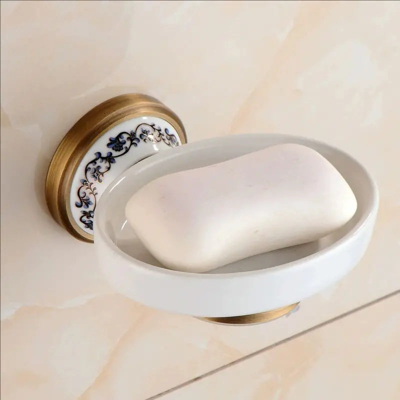 ensemble quincaillerie bain or antique élégant classique porte serviettes savon gobelet papier wc