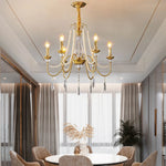 lustre doré cristal classique suspension ampoules led pendeloques semiopaque salle reception