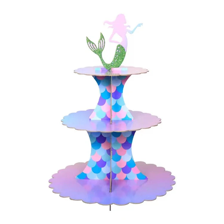 support cupcakes iridescent moderne rayures horizontales motifs floraux dorés anniversaire festive