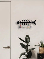 porte clés mural noir forme squelette poisson moderne décoration intérieure fixations invisibles