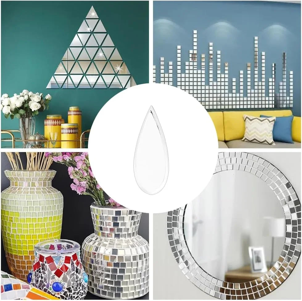 miroirs autocollants muraux argentés formes géométriques modernes décoration intérieure bricolage DIY 100 pièces transparents