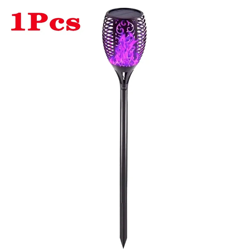 lampe solaire fleur décorative extérieure effet flamme violet bleu orange jardin jardinage extérieur moderne
