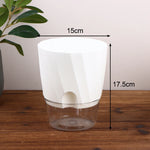 pots plantes transparents moderne minimaliste blanc rose gris rayures diagonales matériau plastique absorption d'eau