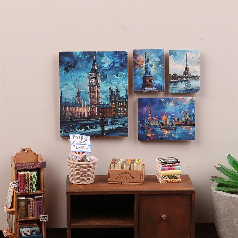 tableaux peinture l'huile impressionnistes paysages urbains architecture célèbre bois miniature
