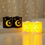Lampe décorative islamique ornement lune étoile artisanale noire blanche İslam festivités