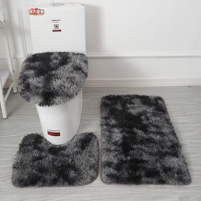 tapis bain doux moderne ensemble pièces coussin toilette antidérapant