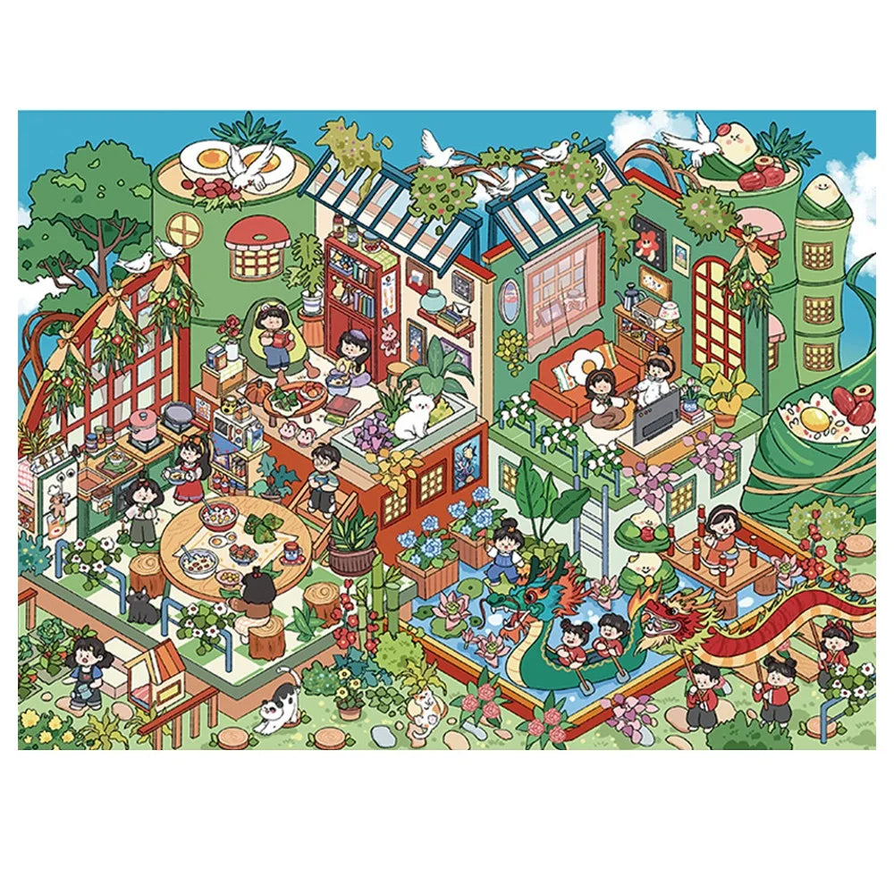 autocollants 3d multicolores illustration village artiste scènes effet diy peinture huile superposés autoadhésifs