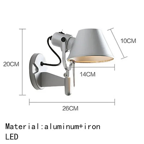 applique murale articulée moderne métal noir argenté lampe lecture chambre éclairage réglable