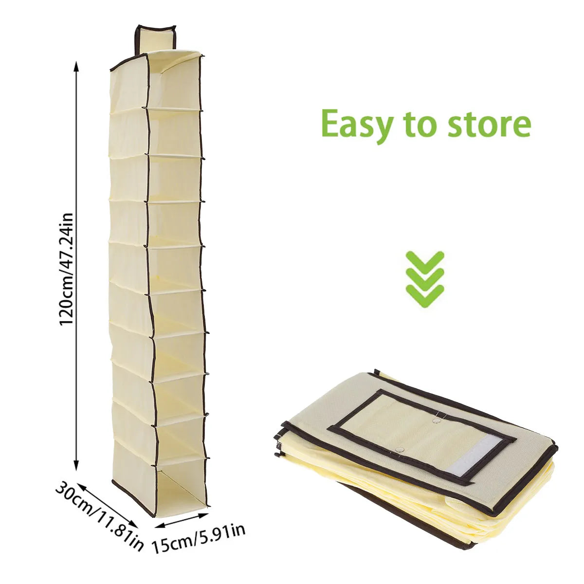 organisateur chaussures suspendu gris non woven polyester pliable moderne 10 compartiments crochets