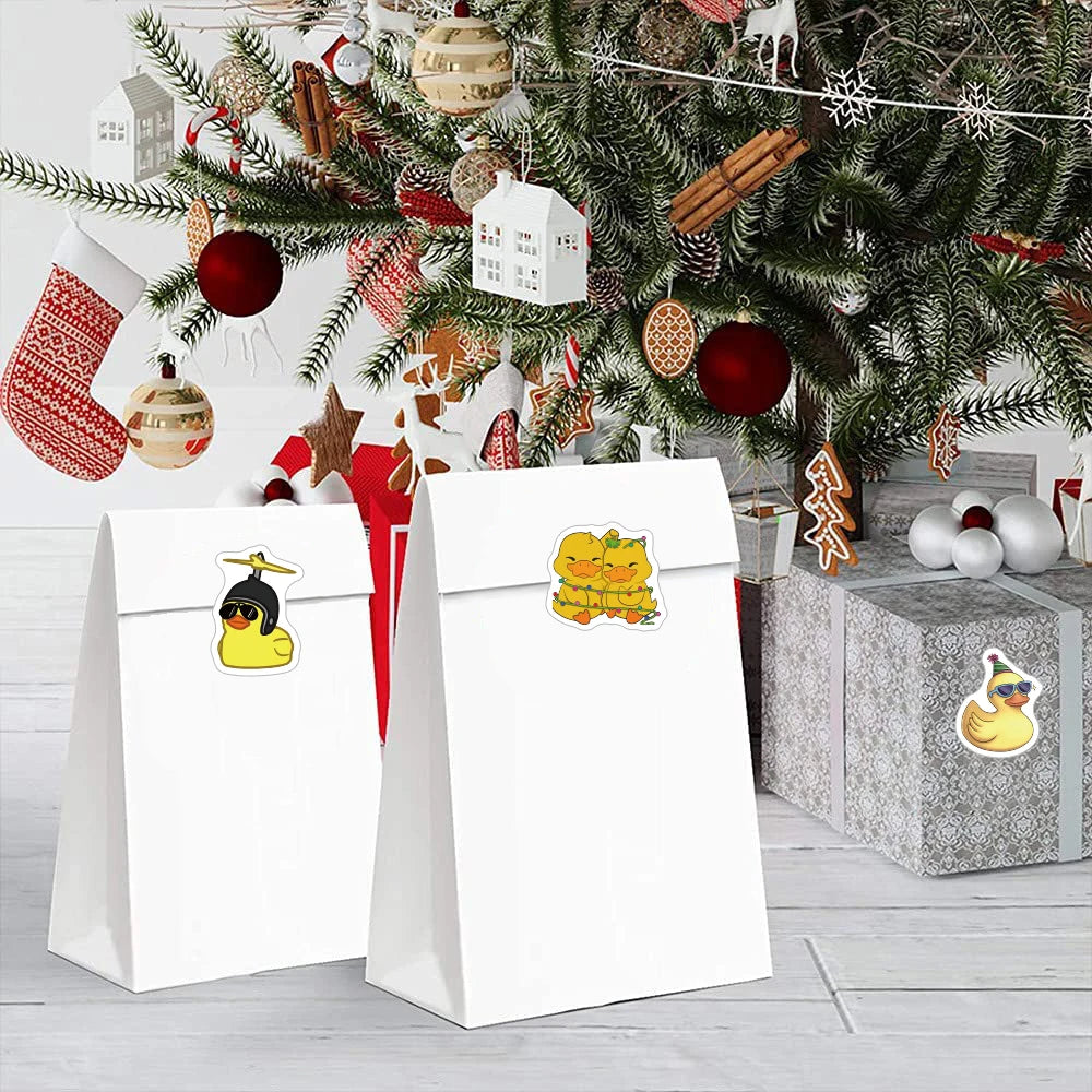 autocollants animaux canards dessin animé jaune blanc bleu cartes souhaits décorations fêtes