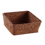 paniers rangement tressés marron clair rustiques empilables rangement écologique multifonctionnels