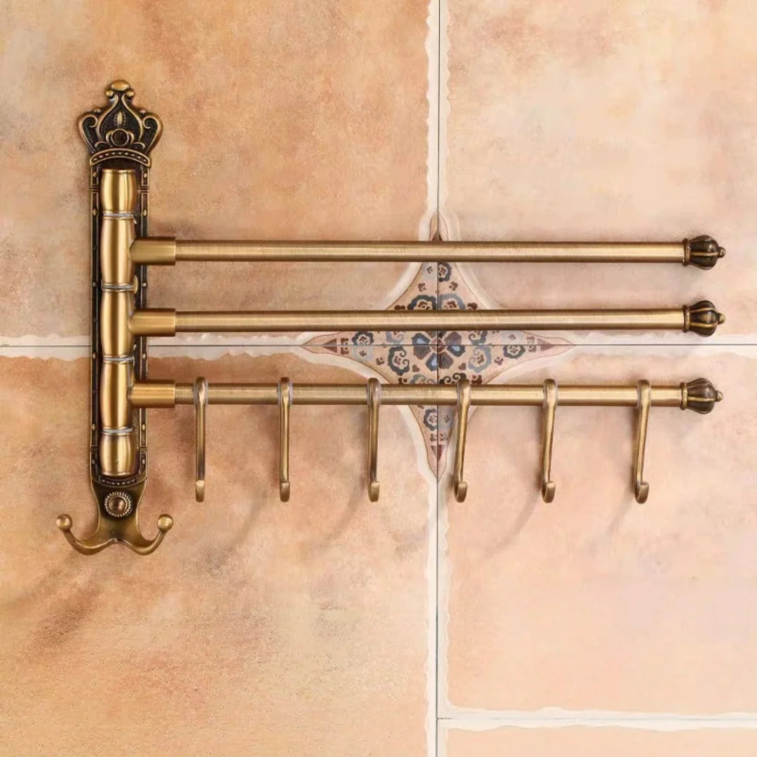 porte serviettes pivotant bronze antique ornements dorés classique vintage mural serviettes fixations visibles