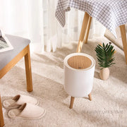 Poubelle en bois design avec couvercle à pression pour salle de bain et cuisine - Élégante et pratique
