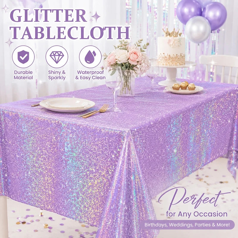 nappe paillettes violet rose argenté table festives galaxie étoiles pâques noël anniversaire mariage