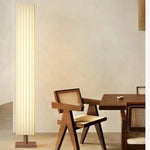 lampe sol tissu rayures horizontales bois moderne beige brun lumière led 16w 20w