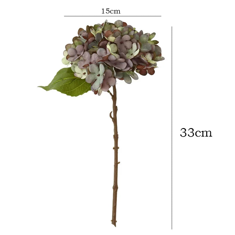 Décoration intérieure hortensia artificielle bouquet soie moderne 33cm vert gris blanc