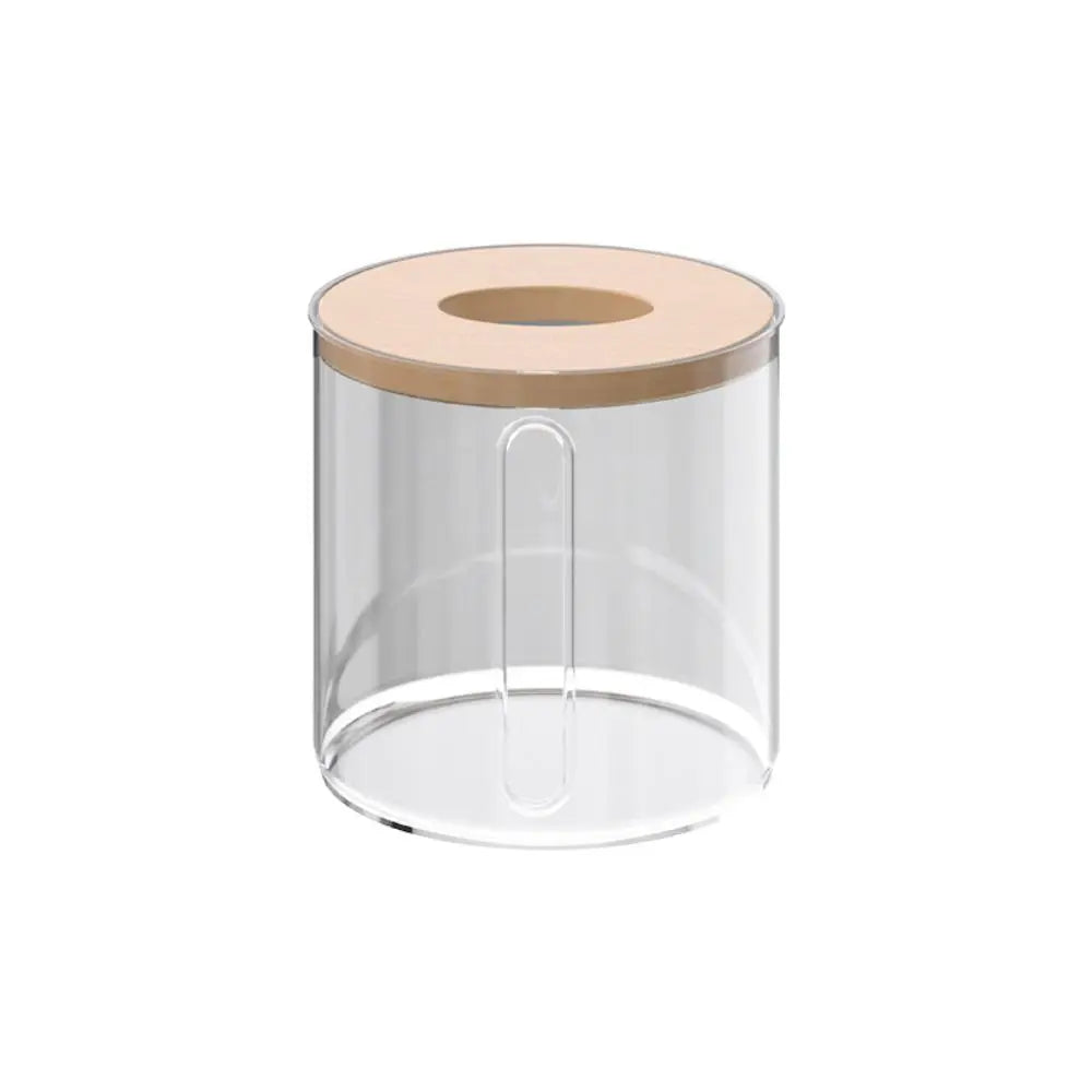 boîte rangement mouchoirs transparent bois minimaliste moderne papier texturé rouleau papier blanc naturel
