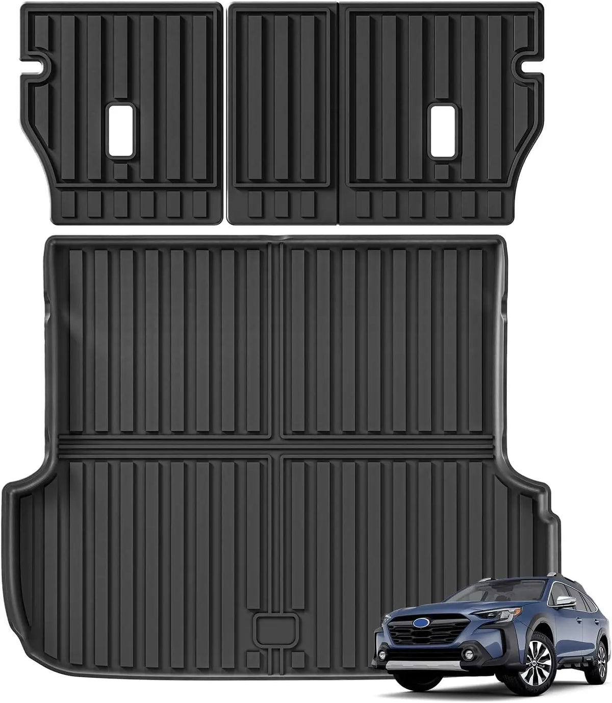 tapis sol voiture noir rayures horizontales moderne antidérapant waterproof clips inclusion full set