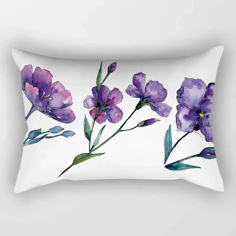 coussin rectangulaire décoratif motif feuilles tropicales fleurs papillons moderne chambre salon maison 30x50cm