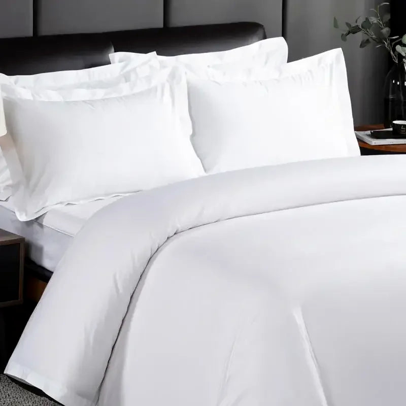 housse couette coton égyptien 100 blanc rayures horizontales classique opaques 400 fils lit adulte
