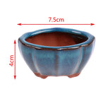 cache pot céramique bleu brun texture floraux classique artisanal plante maison
