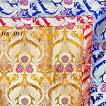 nappe table brodée motif floral or bleu rouge élégante polyester coton réutilisable pâques