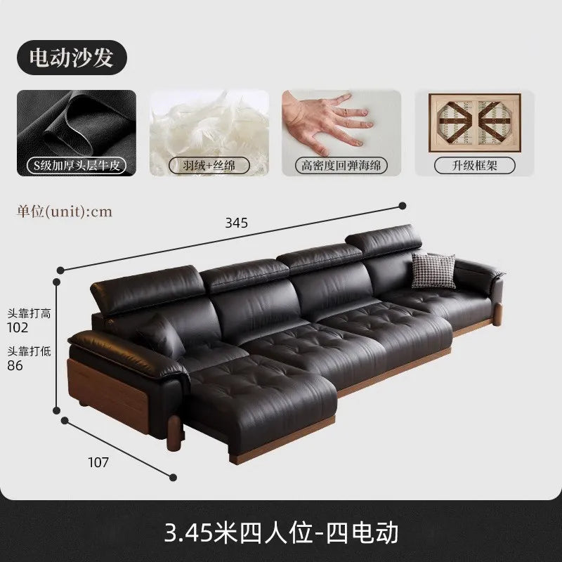 canapé d'angle moderne simili cuir noir confortable coussin marron salon adulte