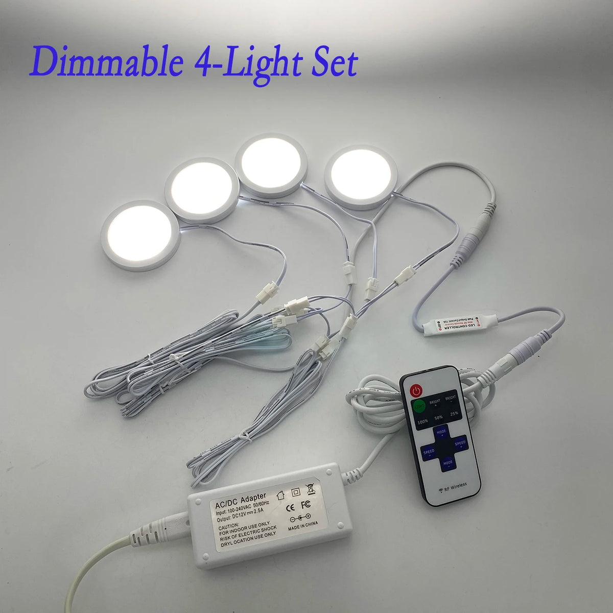 ensemble luminaires led blanc moderne 6000k télécommande câbles adaptateur dc12v 3w