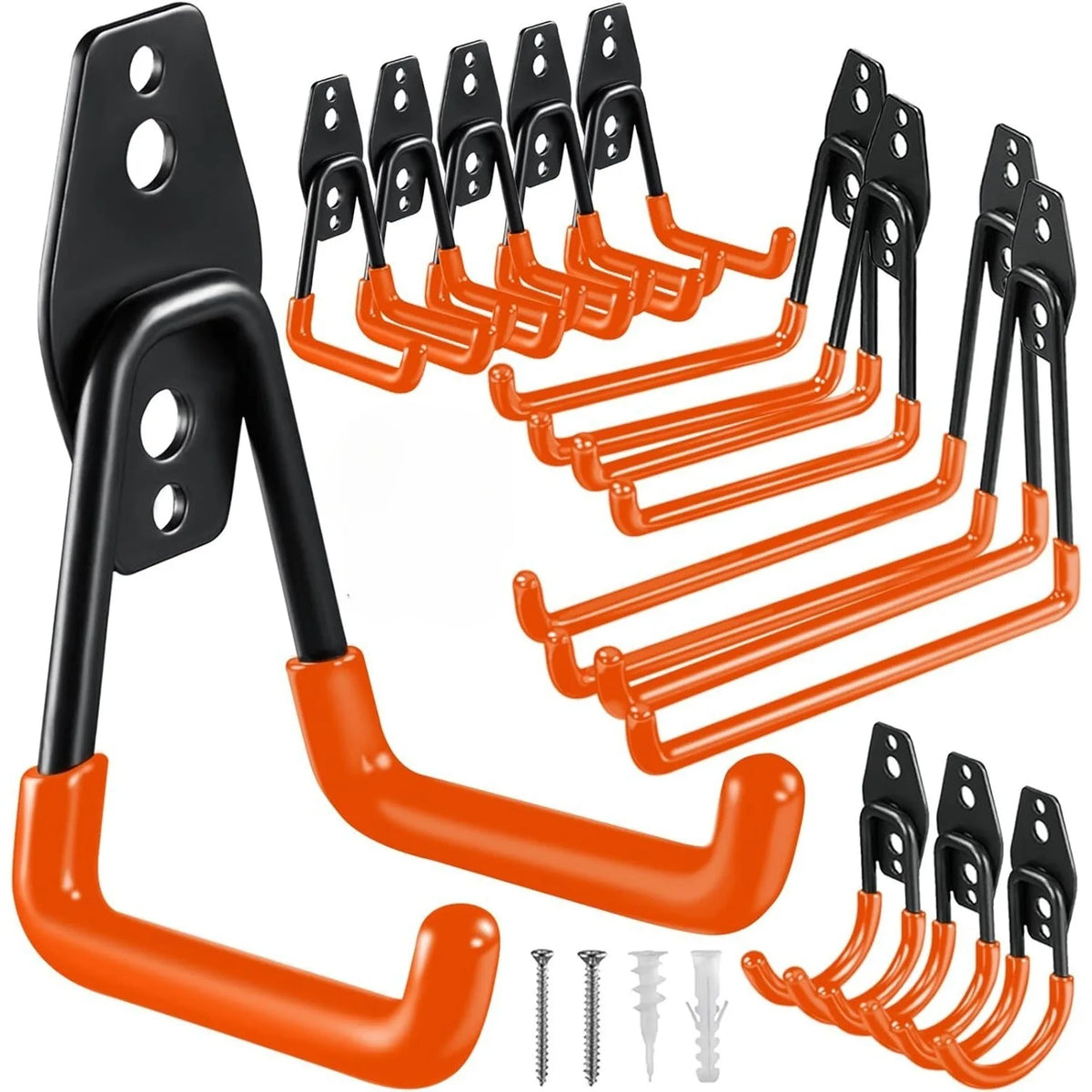 crochet mural moderne noir orange fixations vis chevilles support garage vélos équipements sport