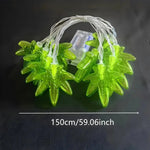 guirlande lumineuse led feuilles vertes jaunes éclairage décoratif festif camping extérieur intérieur 150cm 10led