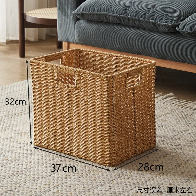 panier rangement rotin marron clair rustique salle bain salon