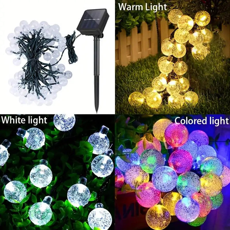 guirlande lumineuse solaire extérieur boules translucides décorative jardin terrasse étanche led blanc chaud