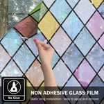 film fenêtre multicolore carreaux géométriques opacité décoratif protection uv isolation thermique autoadhésif