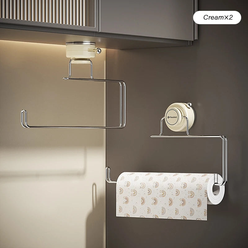porte serviettes ventouse acier inoxydable transparent moderne crème noir géométrique cuisine rangement minimaliste