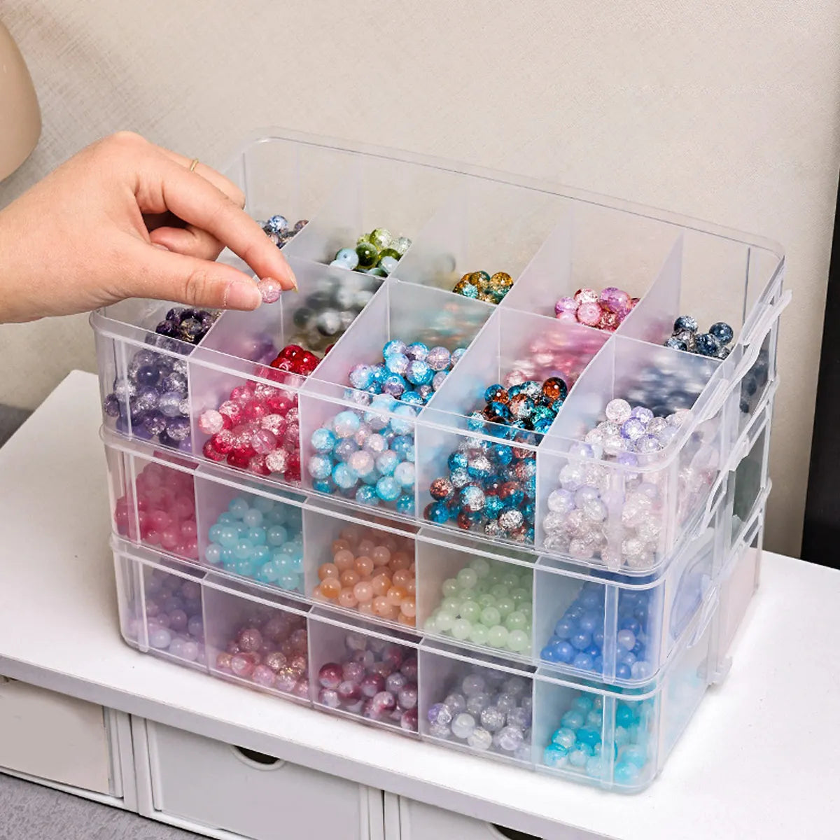 boîte rangement transparente artisanales boîte plastique réutilisable moderne organisateur bijoux rectangle plastique lisse poignée