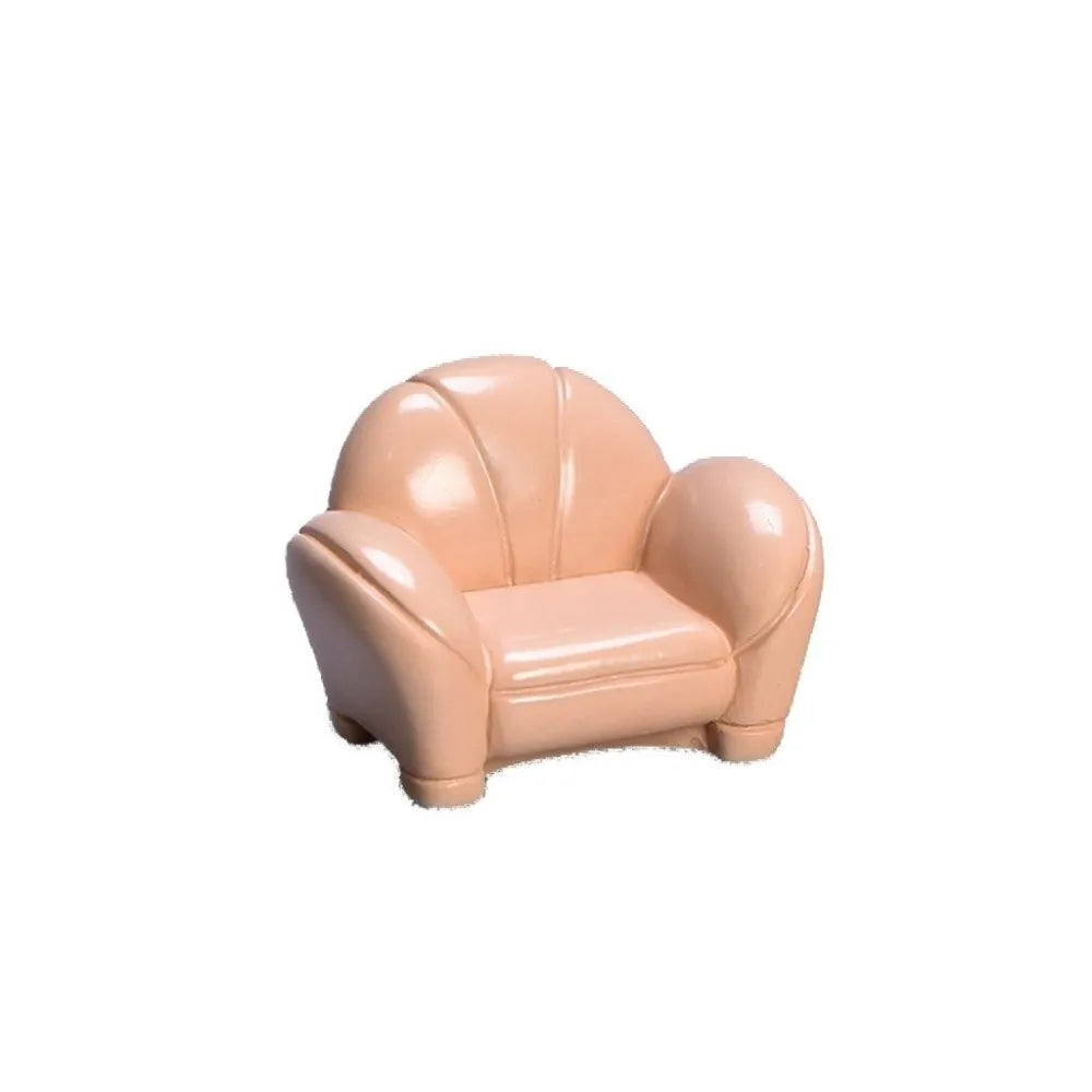 miniature meubles salon moderne fauteuils table basse commode décorations maison résine beige marron blanc