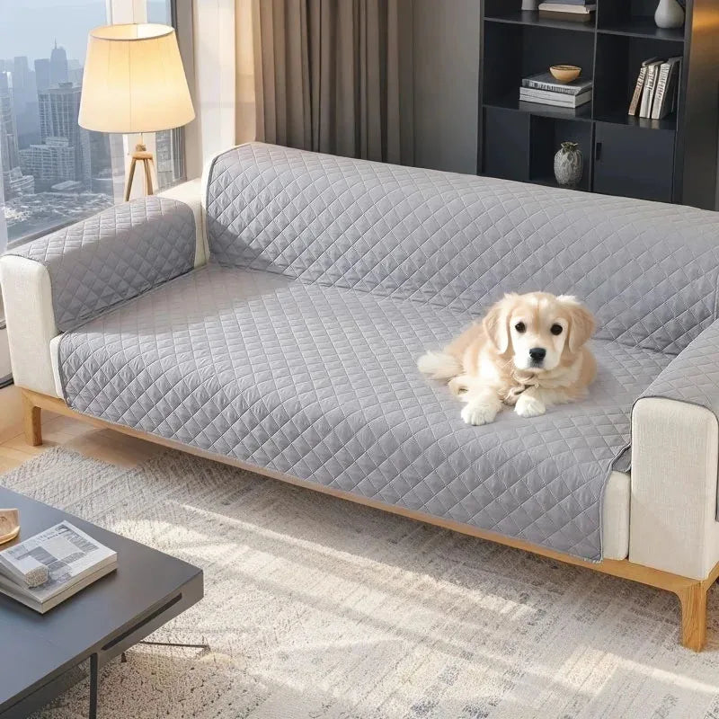 housse canapé imperméable housse protection sofa moderne tissu suédine doux gris marron