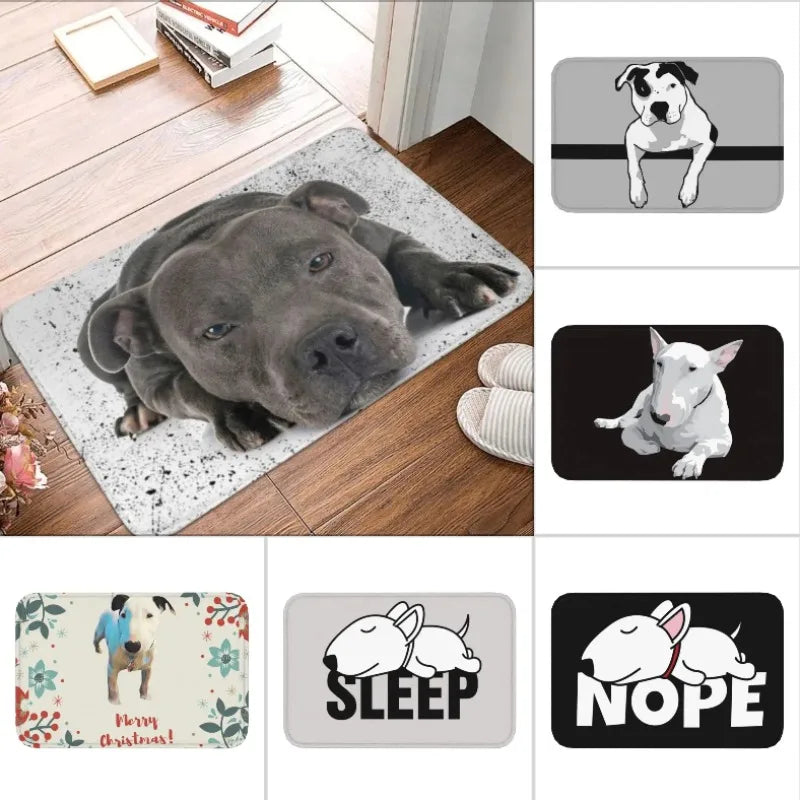 tapis sol décoratif motif chien staffordshire bull terrier anti dérapant salon cuisine entrée