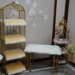 tabourets modernes élégants fourrure synthétique antidérapants or blanc rose pâle beige clair