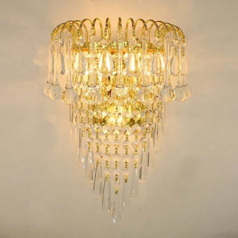 applique murale classique cristal doré transparent élégante maison vintage deco lumière