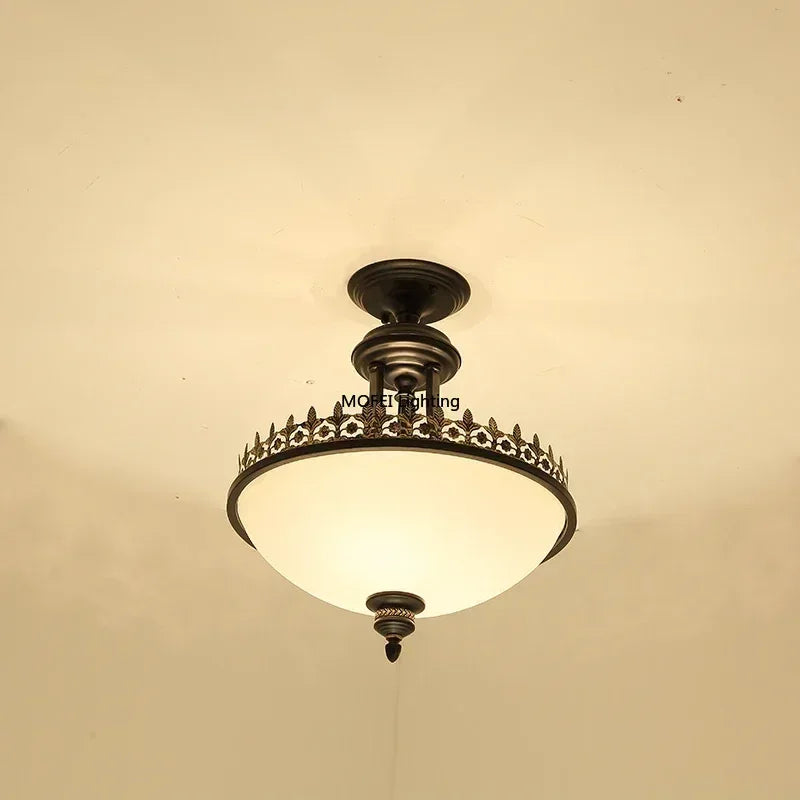 lampe vintage classique noir motif floral doré opale éclairage quotidien led e27